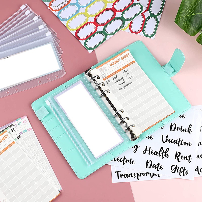 Sổ ghi chú A6 bìa da PU 6 vòng màu đen