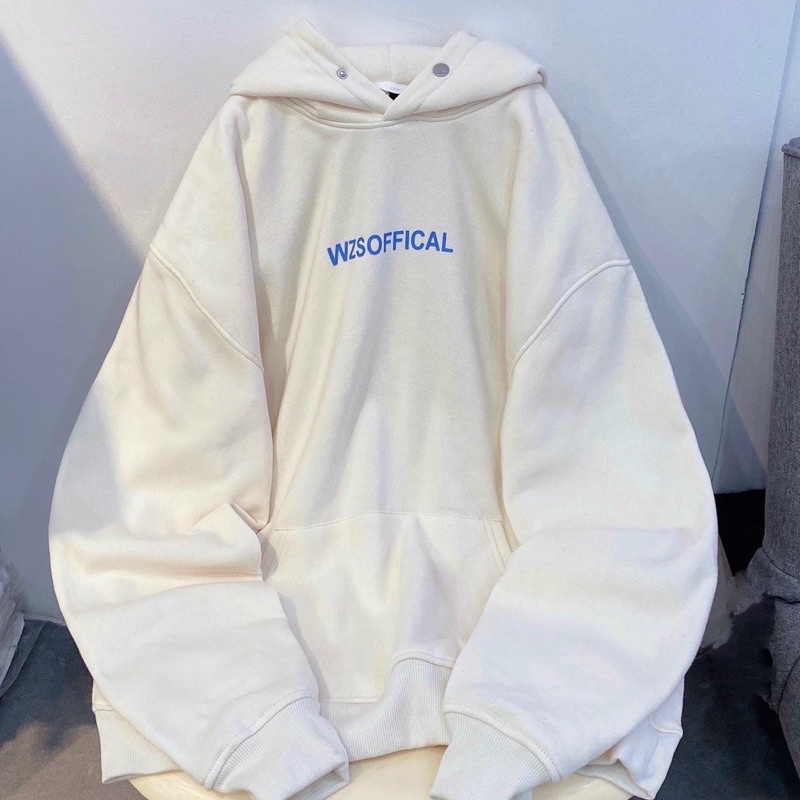Áo hooodie nỉ cúc bấm, form rộng unisex dành cho nam và nữ dưới 70kg IN “ WZSOFFICAL”