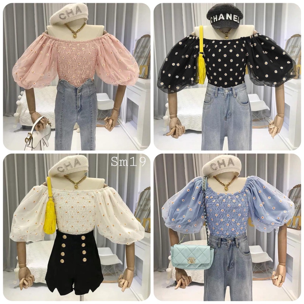 SƠ MI hoa cúc hot trend vintage ulzzang quảng châu - SM19 - janna house - Hàng nhập khẩu