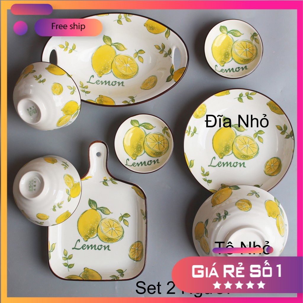 Bát Sứ Set Bát Đĩa Decor Bộ Chén Dĩa Sứ Dễ Thương Bát Ăn Cơm Trái Chanh Đẹp S57