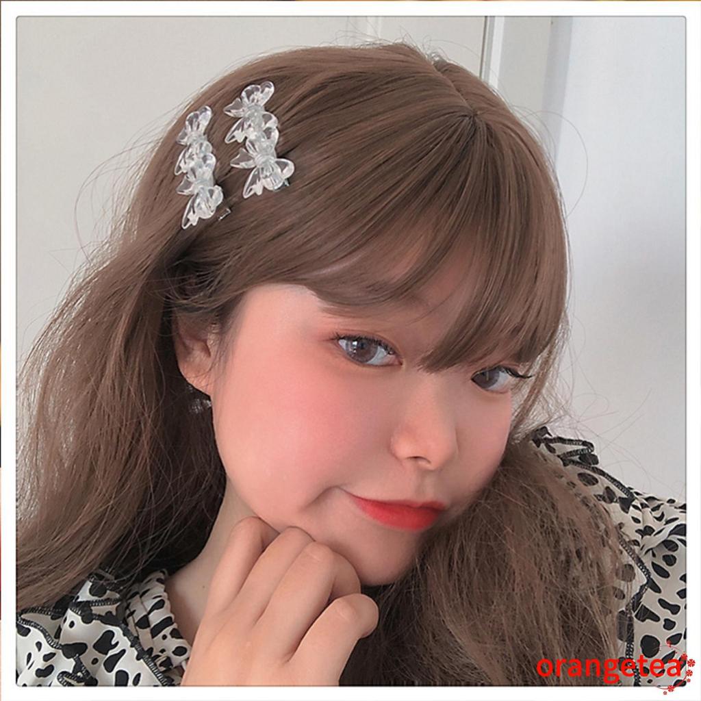 Set 1 hoặc 2 kẹp tóc nơ bằng nhựa trong suốt dễ thương cho nữ