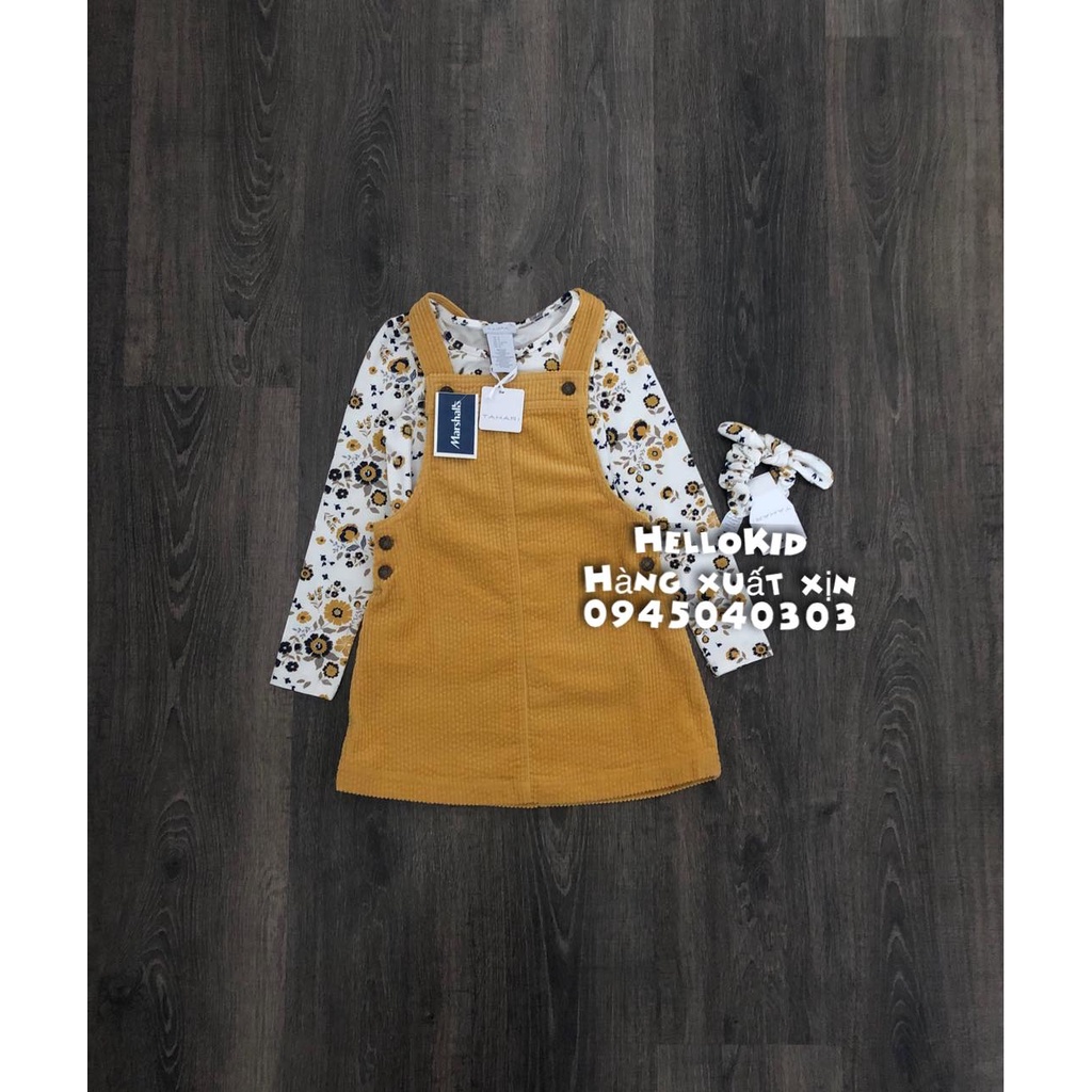 V71 - Váy yếm nhung kèm áo thun và chun tóc