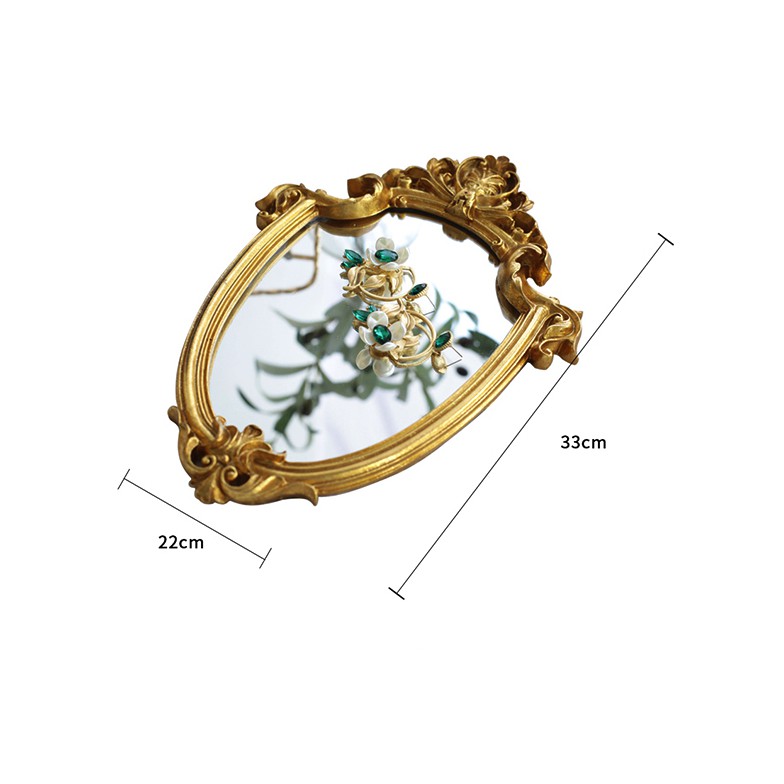 Gương để bàn phong cách cổ điển (có móc treo và giá đỡ)
