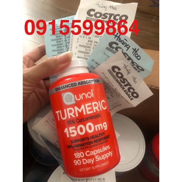 Viên nghệ TUMERIC CURCUMIN QUNOL 1500mg của Mỹ (đủ Bill)