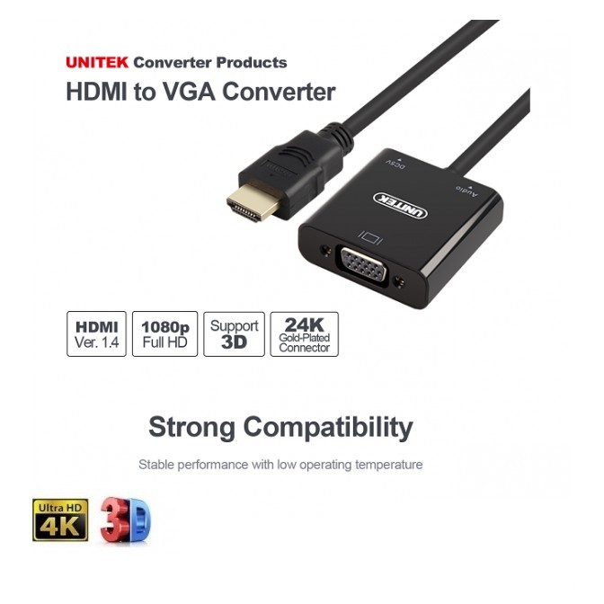 Cáp chuyển đổi HDMI sang VGA audio Unitek Y6333