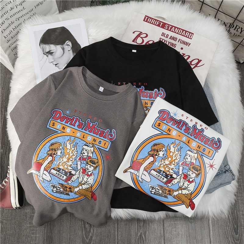 SUXI Áo Thun Tay Ngắn In Hình Hoạt Hình Thời Trang Hàn Quốc Dành Cho Bạn Nữ