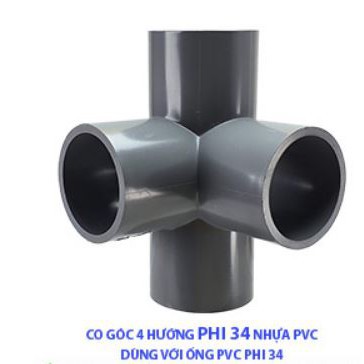 CO GÓC 4 HƯỚNG PHI 34 NHỰA PVC - DÀY 3 MM