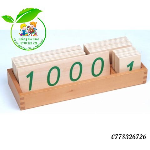 Hộp thẻ số bằng gỗ 1-1000 cỡ lớn Montessori (Large Wooden Number Cards With Box 1-1000)