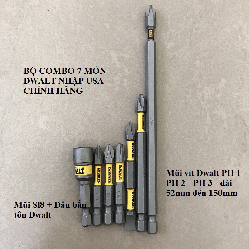 Bộ 7 Mũi Vít DeWalt Chính Hãng USA Có Từ