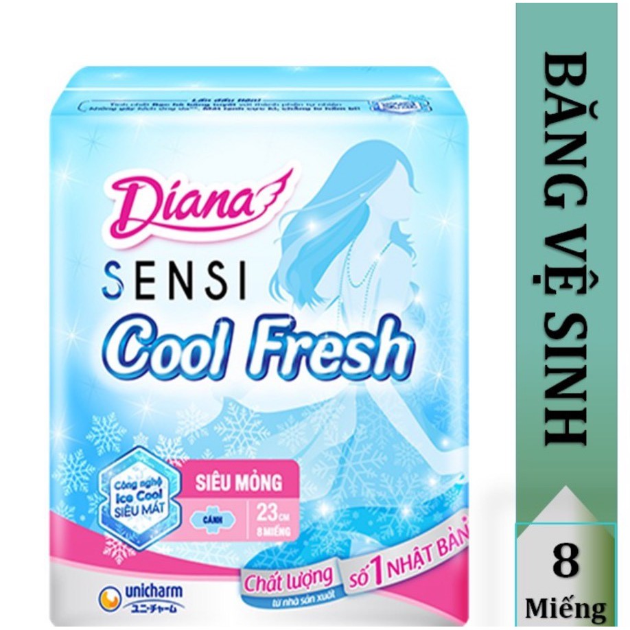 3 GÓI BĂNG VỆ SINH DIANA SENSI COOL 23CM 8 MIẾNG