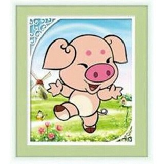 (ĐÃ ĐÍNH) Tranh đính đá thành phẩm 12 CON GIÁP CON HEO 30x30cm