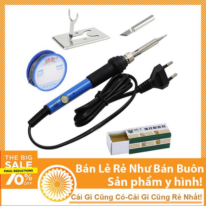 Tay Hàn Điều Chỉnh Nhiệt Độ TQ 936 220V-60W Tặng Thiếc Không Chì 30g, Mũi Hàn Dao, Nhựa Thông, Giá Đỡ Mỏ Hàn