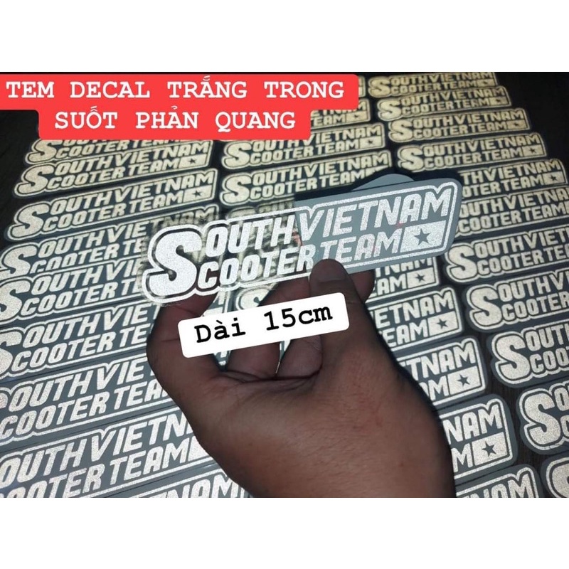 TEM DECAL TRẮNG TRONG SUỐT PHẢN QUANG DÀI 15CM ( 1 MIẾNG )