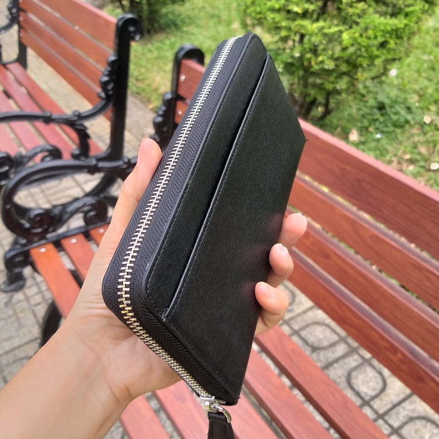 Bóp ví dài khóa kéo Owen dành cho nam, nữ da bò cao cấp nhập khẩu