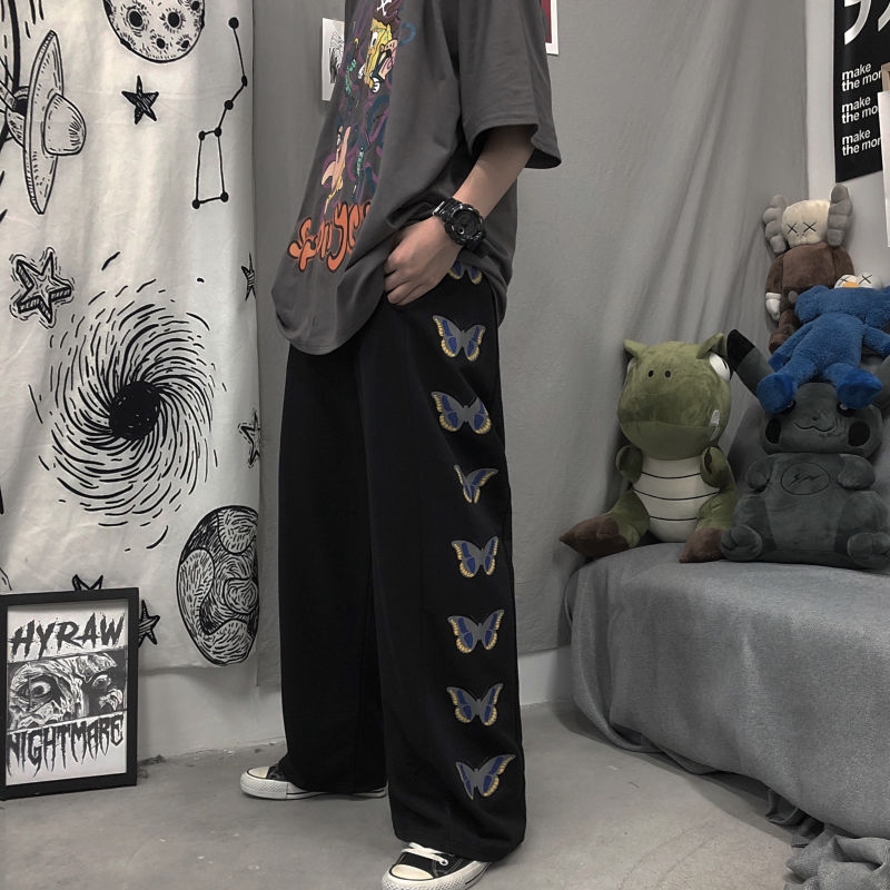 Quần Dài Ống Rộng Dáng Suông In Hình Bướm Cá Tính