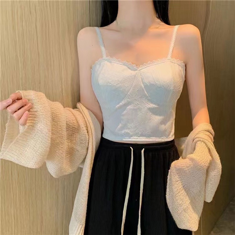 Áo Lót Hai Dây Phối Ren Họa Tiết Kẻ Sọc Thời Trang Cho Nữ