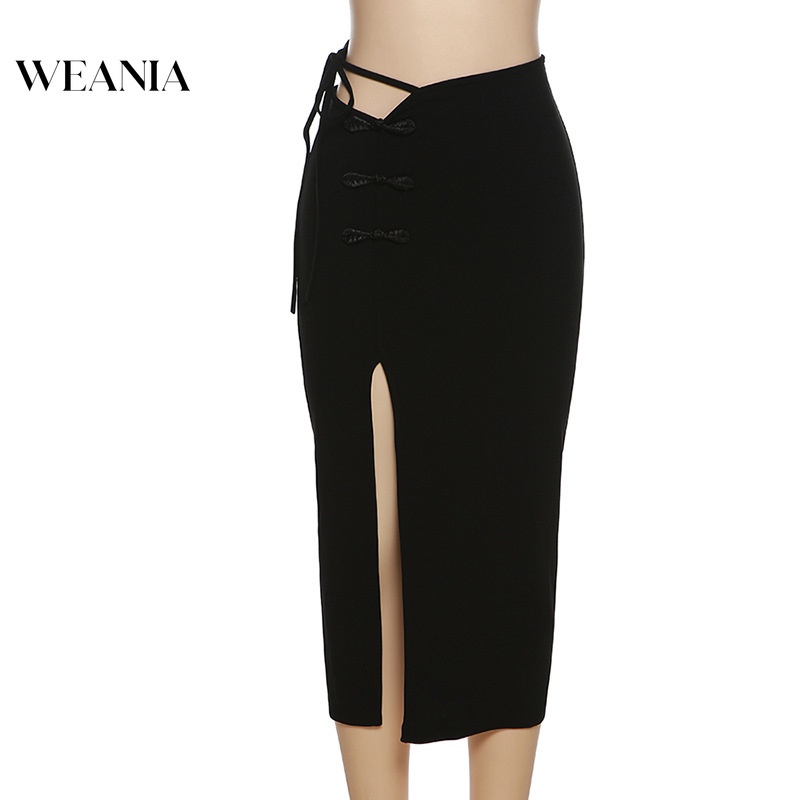 Chân Chân Váy Lưng Cao Xẻ Tà Thời Trang Đường Phố Cá Tính Cho Nữ