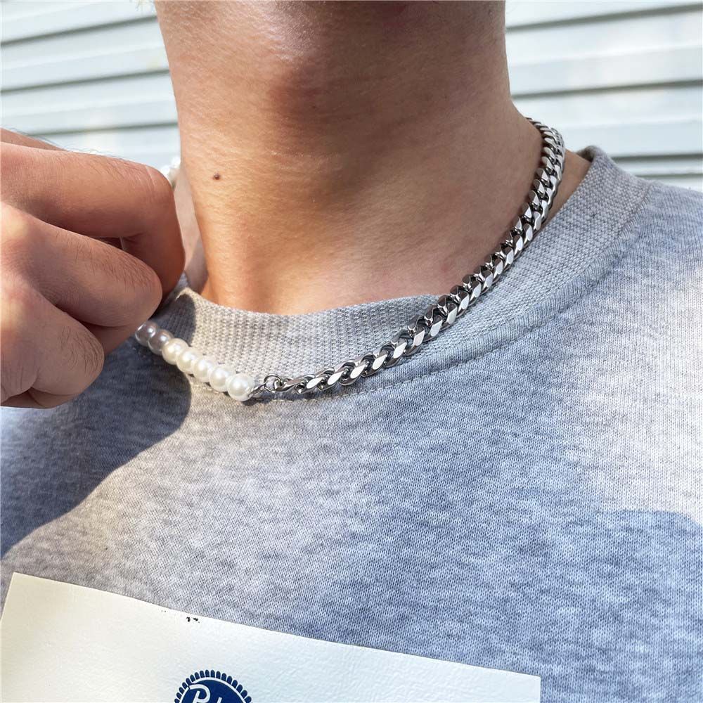 Vòng cổ choker chuỗi hạt ngọc trai nhân tạo nhiều màu thời trang cho nam và nữ