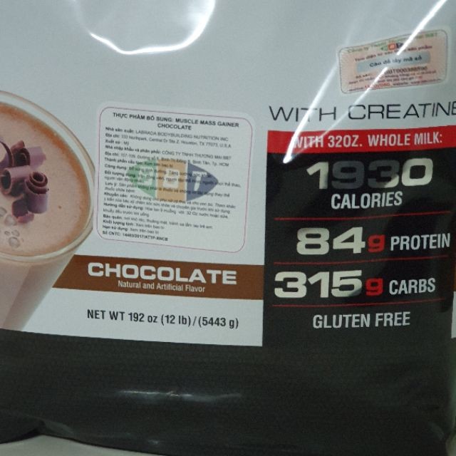 LABRADA MUSCLE MASS GAINER Sữa Tăng Cân Tăng cơ nhanh 5,4kg