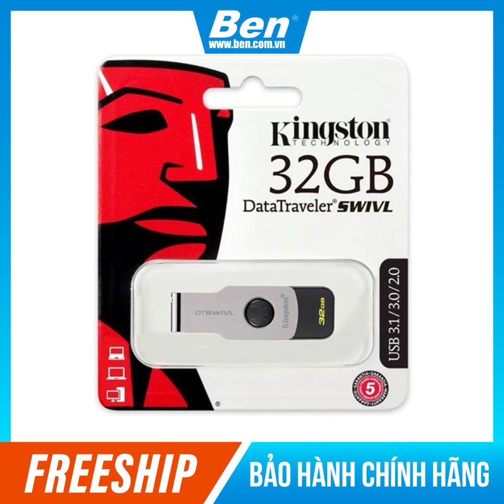 USB 3.0 Kingston DTSWIVL 32Gb tốc độ đọc tới 100MB/s - Hàng chính hãng - BEN
