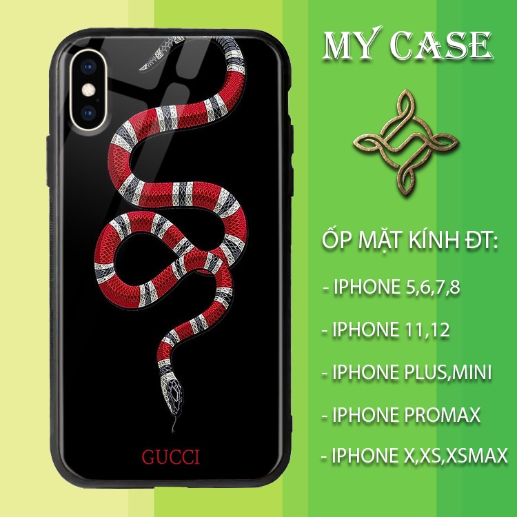 Ốp Lưng Iphone X Đen Hình Gucci_Con Rắn Đẹp Đẳng Cấp MYCASE Cho 6/6S/7/8/Plus/X/Xs/Xr/11/Pro/Max/12/Min