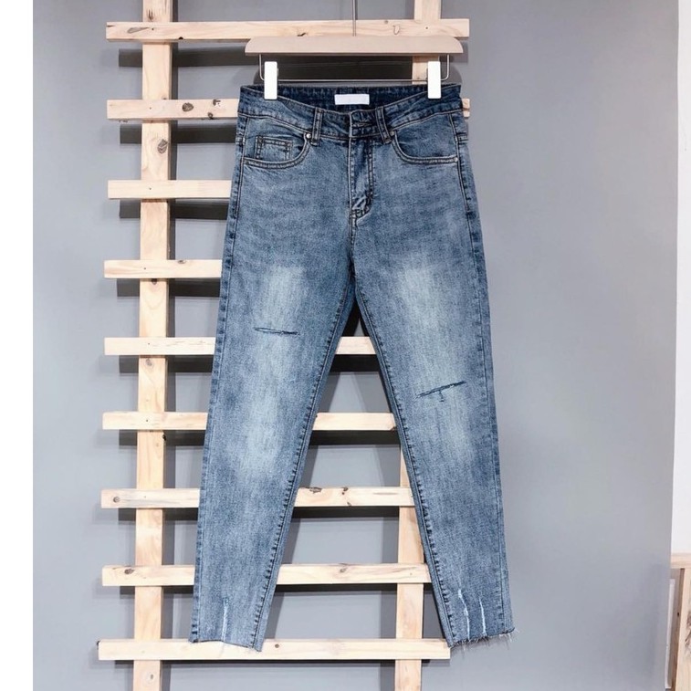 Beacon Denim - Quần jean nam xanh rách cào kiểu không lai mã 056