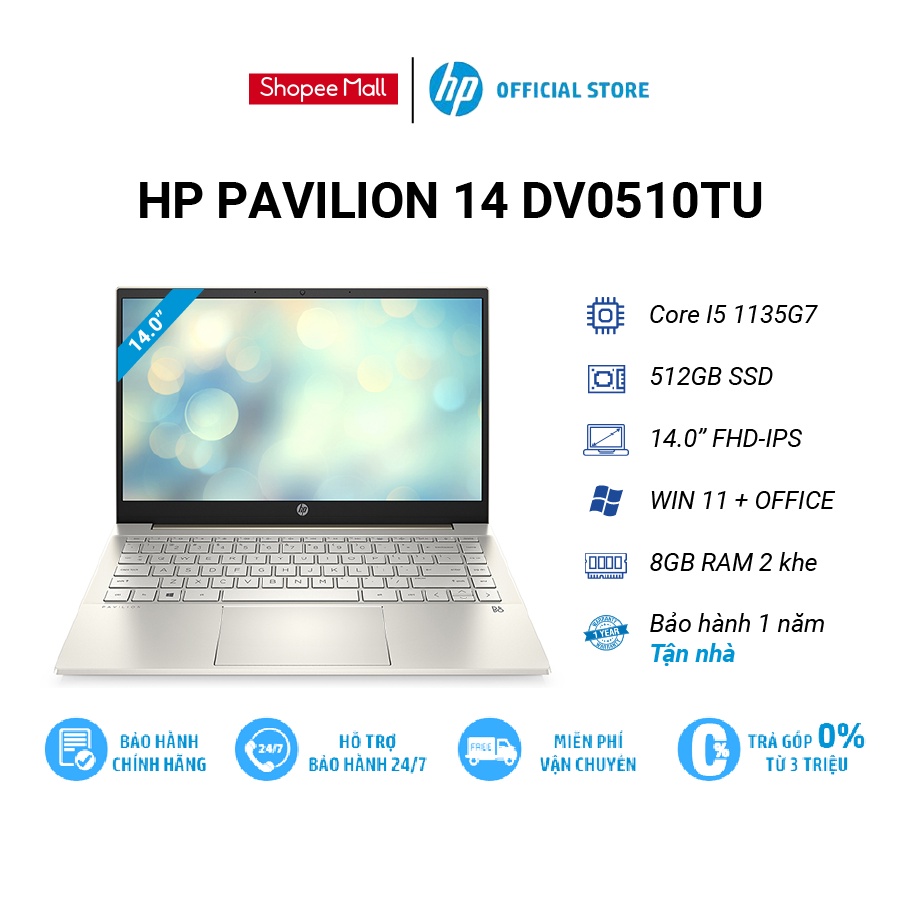 Laptop HP Pavilion 14-dv0510TU 46L79PA | i5-1135G7 | 8Gb | 512GB SSD | 14FHD
