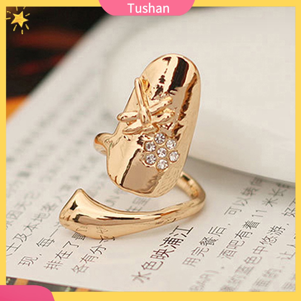Nhẫn móng tay hình hoa đính đá nhân tạo xinh xắn