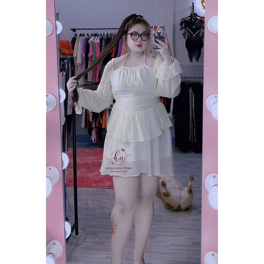 𝗕𝗜𝗚 𝗦𝗜𝗭𝗘 Đầm Voll Tầng Cổ Yếm 𝟱𝟱-𝟵𝟬𝗸𝗴