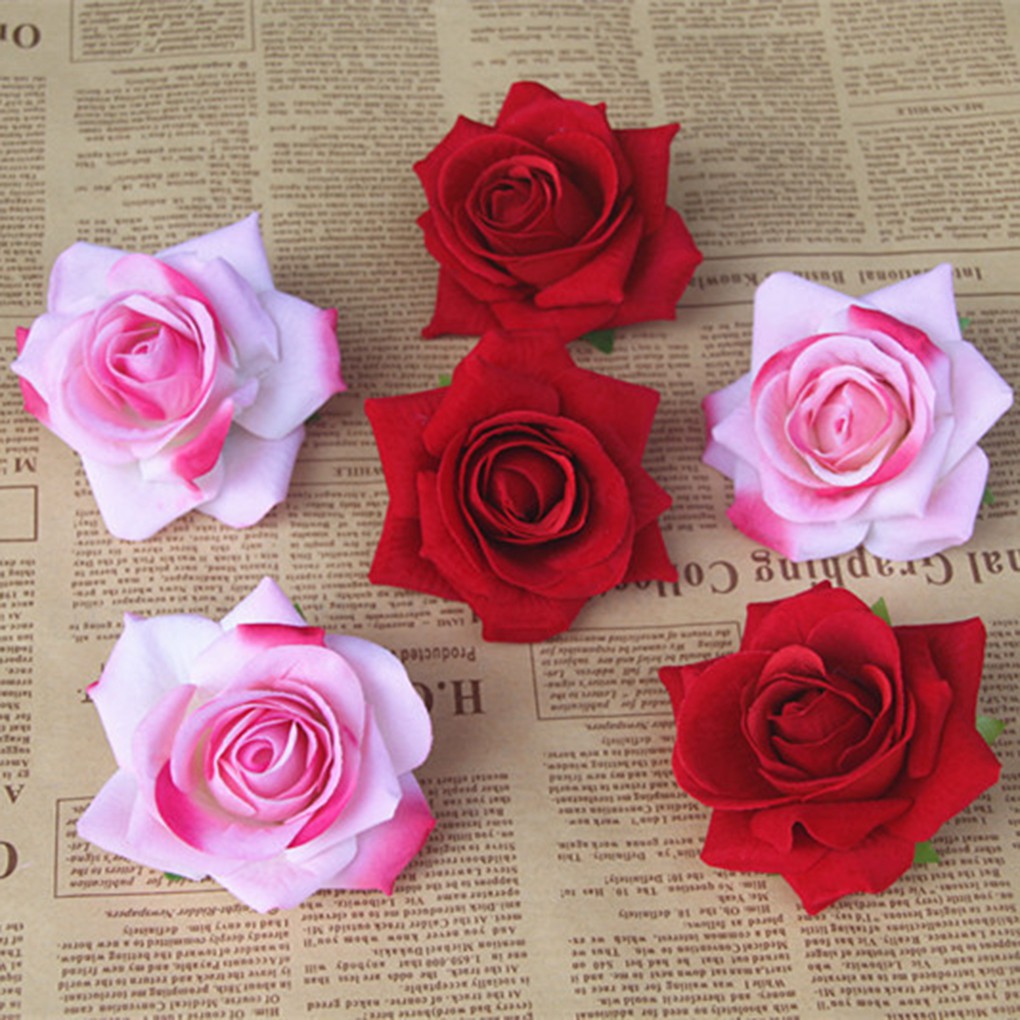 Bông hoa hồng 6cm/7,5cm/10cm bằng vải lụa cực đẹp