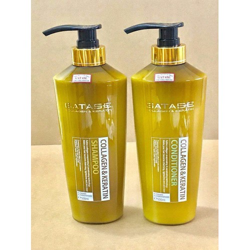 Cặp Dầu Gội Xả Gatase Collagen Keratin 500ml Phục Hồi Tóc Bestmypham