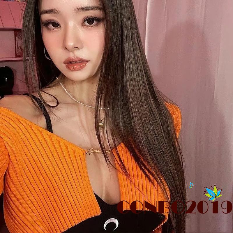 Áo Thun Mỏng Tay Dài Cổ Sâu Co Giãn Màu Sắc Trơn Dành Cho Nữ