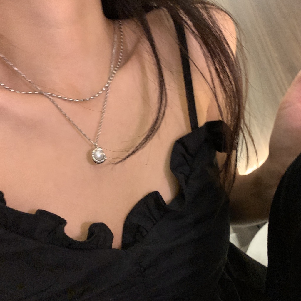 Vòng cổ Hai Lớp Đính Ngọc Trai Thời Trang Dành Cho Nữ