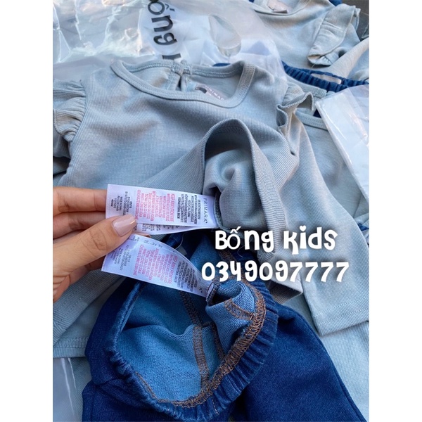 Bộ Thu Bé Gái Tay Nhún Xanh Blue PR