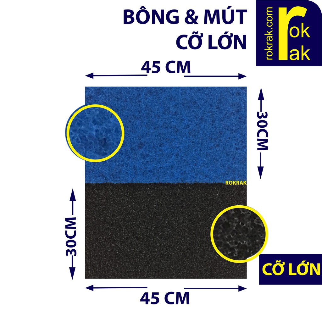 Combo Bông xanh & Mút đen Lọc hồ cá Khổ Lớn