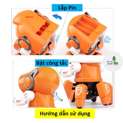 Đồ chơi robot nhảy múa theo điệu nhạc, Robot thông minh gắn đèn Led phát sáng vui nhộn, đồ chơi robot cho bé trai