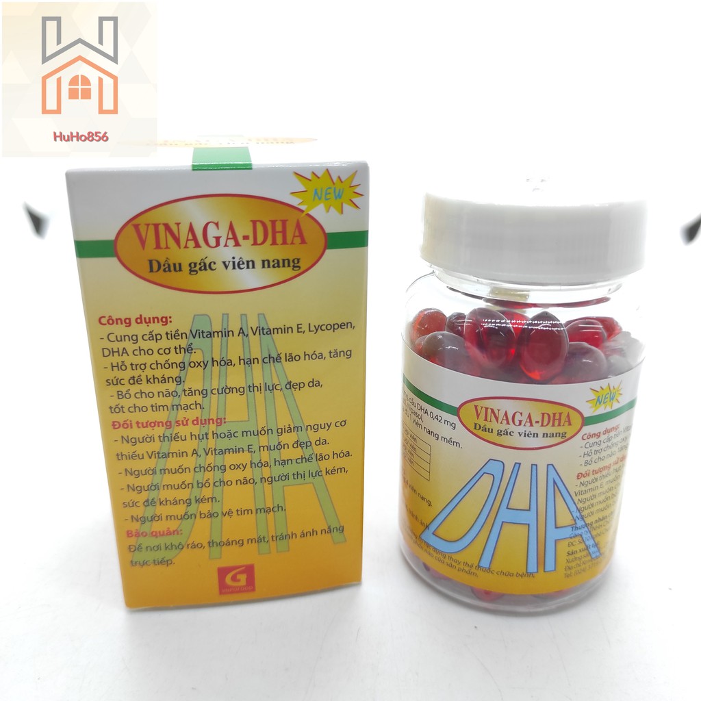 Vinaga-DHA Dầu Gấc - Bổ Não,Tăng Cường Thị Lực,Đẹp Da,Hạn Chế Lão Hóa - Lọ 100 viên