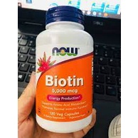 Viên uống hỗ trợ uống mọc tóc NOW Biotin 5000mcg  Hộp 60 viên NOW foods USA