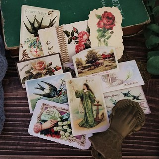 Thẻ junk journal hoa hồng vintage