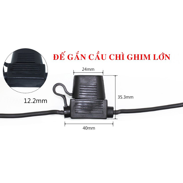 Đế gắn cầu chì ghim chống nước dùng cho ô tô, xe máy (tặng cầu chì đi kèm) và set 9 cầu chì từ 3A-40A