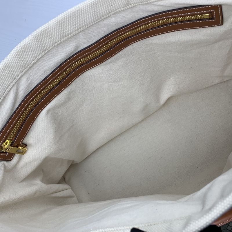 túi xách vải nữ quai xách bằng da in logo chữ Celine