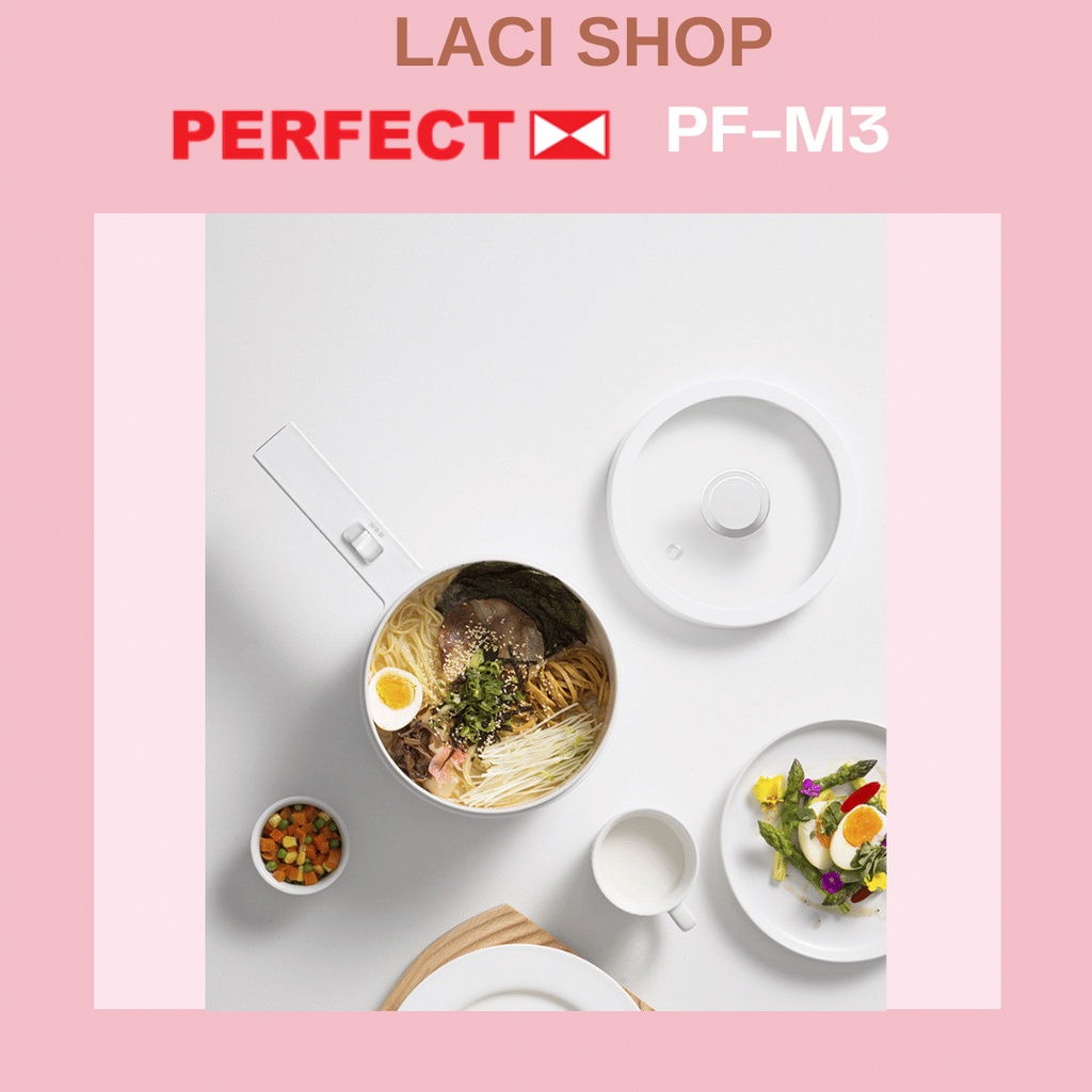 Nồi điện đa năng mini có kèm xửng hấp Perfect PF-M3 Công suất 700W tỏa nhiệt đều làm sôi nhanh nước chất liệu nhựa PP