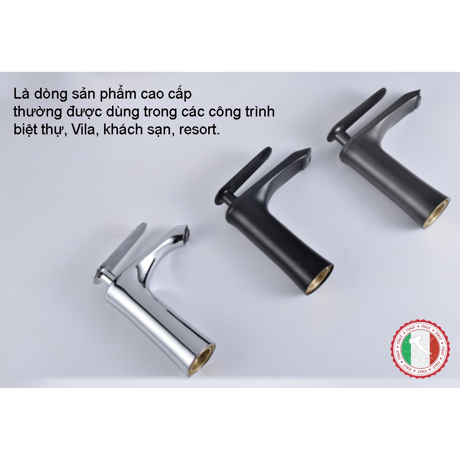 Vòi Lavabo GIORMANI ITALIA Vòi bồn rửa cao cấp bóng đẹp + Đôi dây cấp (Kiểu tròn cách tân)