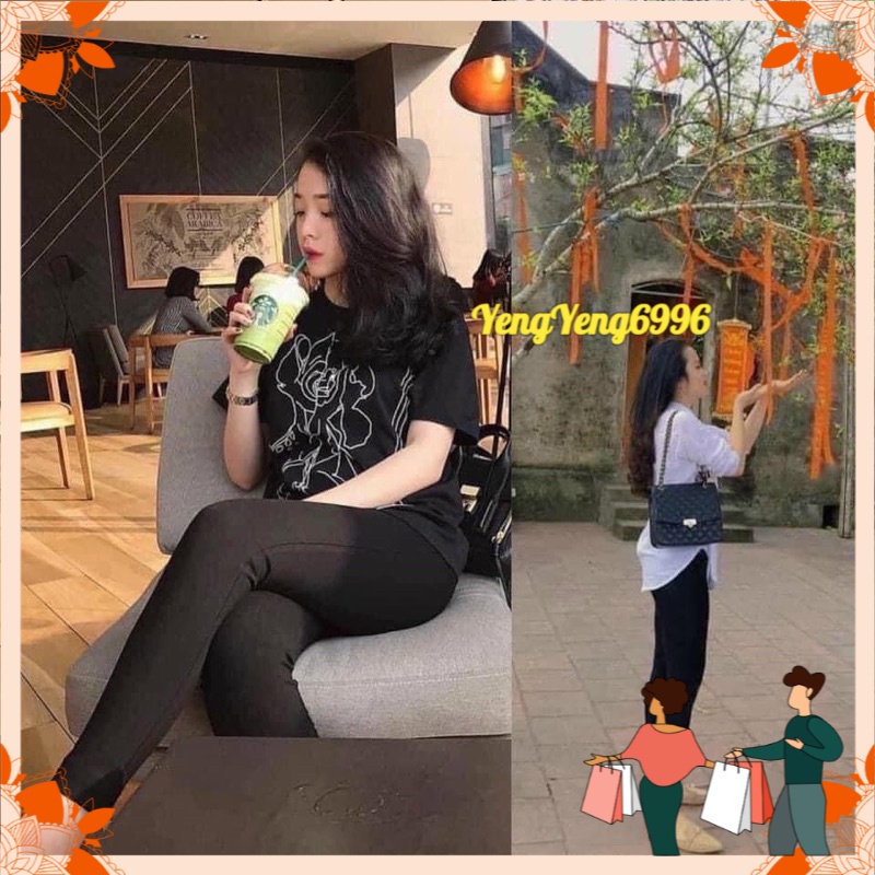 QNU83 QUẦN LEGGING ĐEN DÀI CUỘN Z.R CHO NỮ