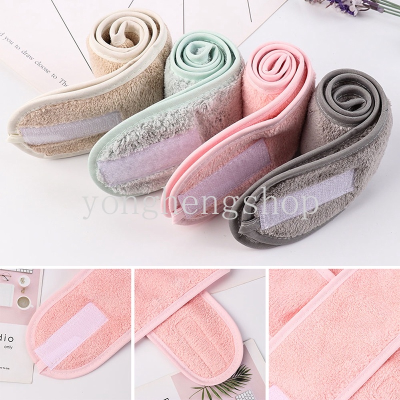 Giá đỡ băng đô rửa mặt/trang điểm bằng lông cừu san hô khóa dán có thể điều chỉnh cho nữ