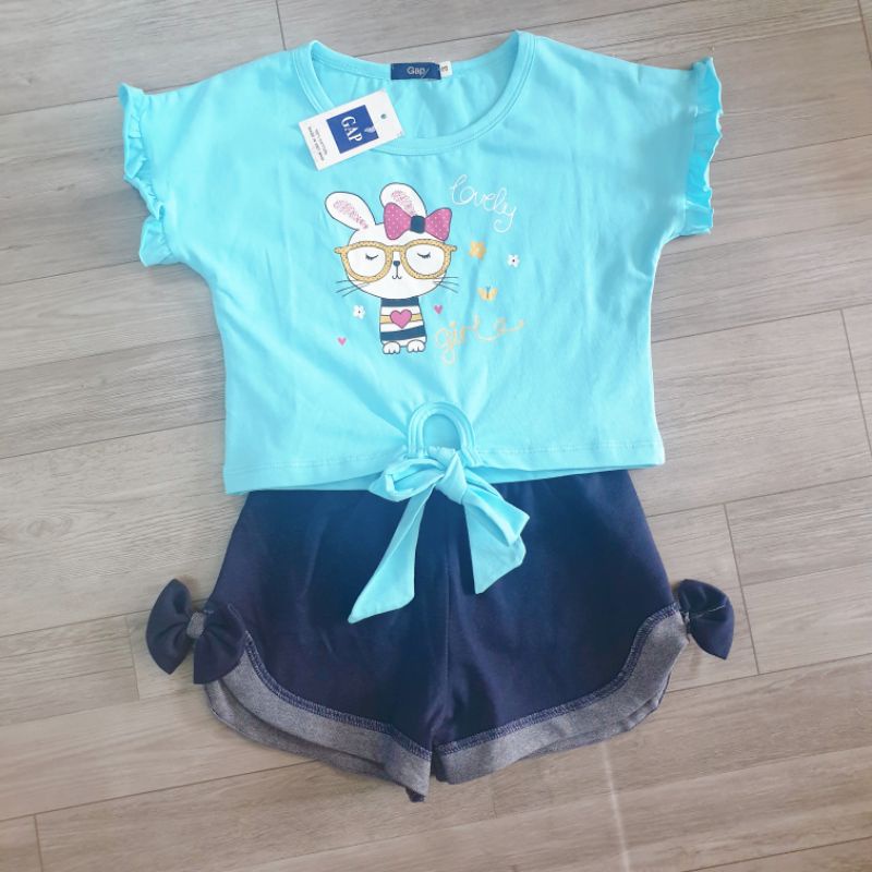 {8-20kg} Set áo croptop và quần giả bò Gapkids cho bé gái cực xinh M944❤Set Bộ Hè Bé Gái