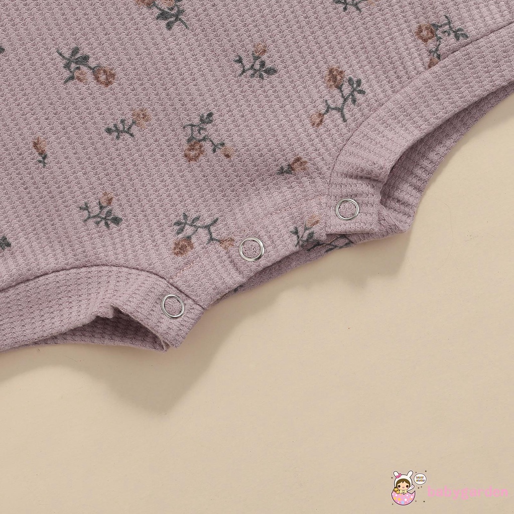 Áo liền quần tay dài cổ tròn in hoa và băng đô cài tóc thời trang mùa xuân cho bé gái