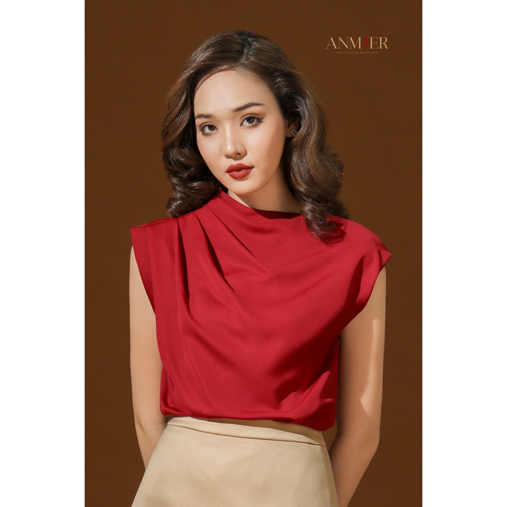 Eva Top - Áo kiểu lụa xếp li công sở - Anmier Thời Trang Thiết Kế Cao Cấp