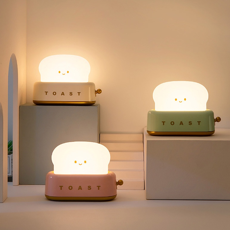 Li Đèn Ngủ LED Để Bàn Hình Bánh Mì Nướng Có Hẹn Giờ Dễ Thương Nhỏ Gọn Cho Phòng Ngủ