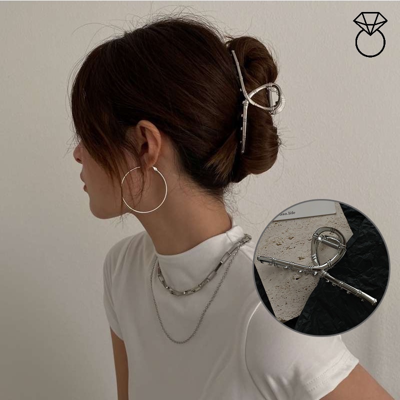 Kẹp Tóc Hợp Kim Thiết Kế Hình Trái Tim Phong Cách Retro Thời Trang